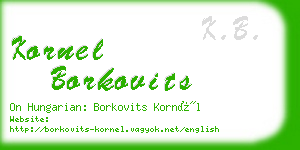 kornel borkovits business card